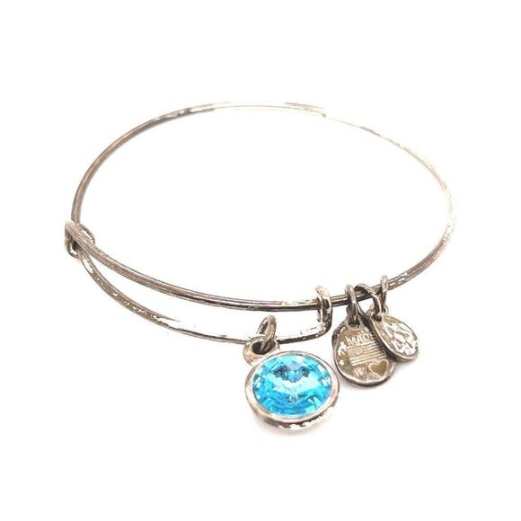 Alex & Ani Blue Stone Charm Bangle Bracelet - Picture 1 of 4